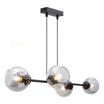 Lampadario a sospensione con filo LATIL 4xE27/60W/230V nero