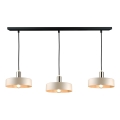 Lampadario a sospensione con filo LATTE 3xE27/60W/230V beige/nero/cromo lucido