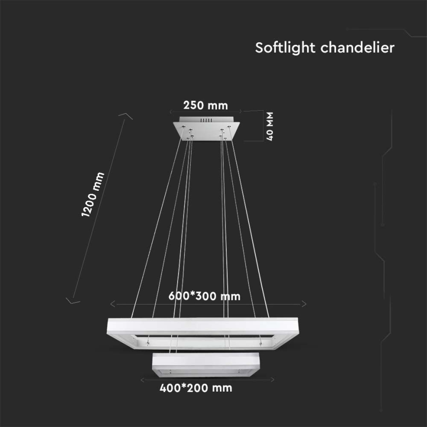 Lampadario a sospensione con filo LED dimmerabile LED/113W/230V 3000K bianco