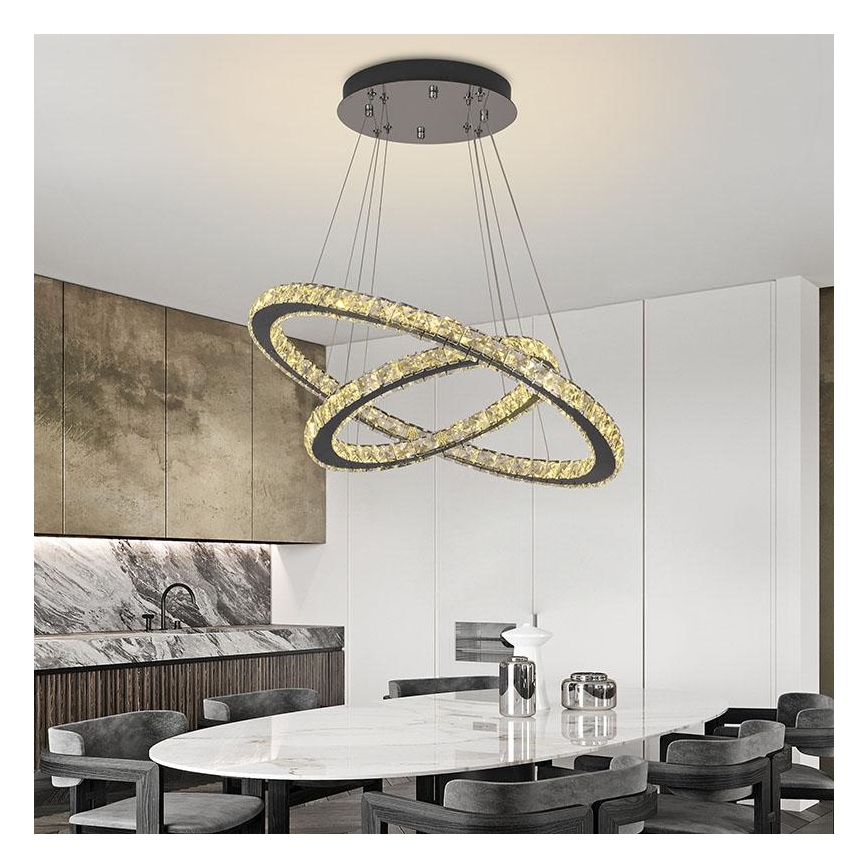 LED Dimmerabile cristallo lampadario su filo LED/115W/230V 3000-6500K argento + telecomando
