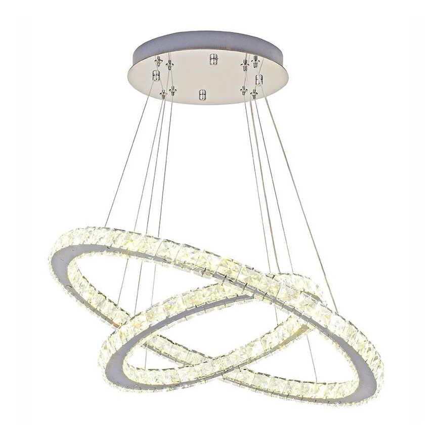 LED Dimmerabile cristallo lampadario su filo LED/115W/230V 3000-6500K argento + telecomando