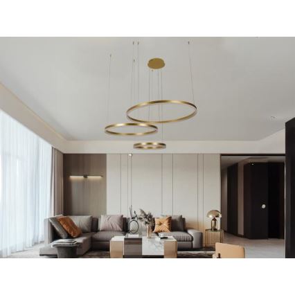 Lampadario a sospensione con filo LED dimmerabile LED/125W/230V 3000-6500K diametro 80 cm + telecomando