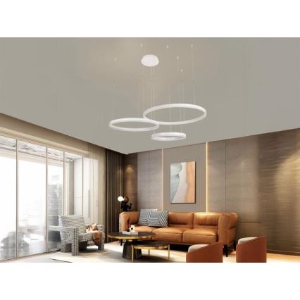 Lampadario a sospensione con filo LED dimmerabile LED/125W/230V 3000-6500K diametro 80 cm + telecomando