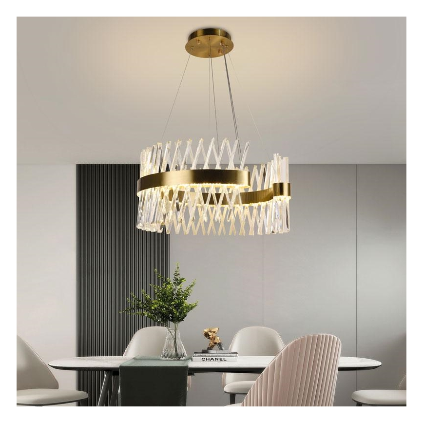 LED Dimmerabile cristallo lampadario su filo LED/130W/230V 3000-6500K oro + telecomando