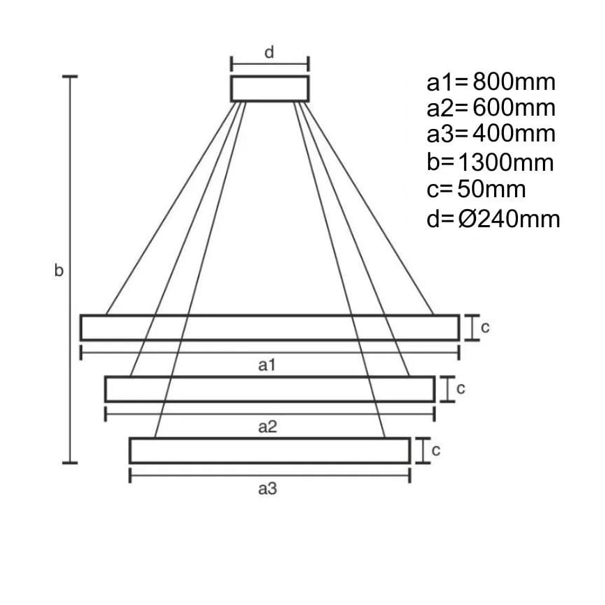 Lampadario a sospensione con filo LED dimmerabile LED/250W/230V 3000-6500K diametro 80 cm + telecomando
