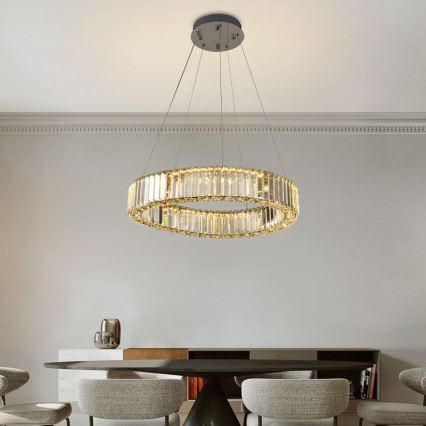LED Lampadario di cristallo dimmerabile a filo LED/40W/230V 3000-6500K cromo lucido + telecomando