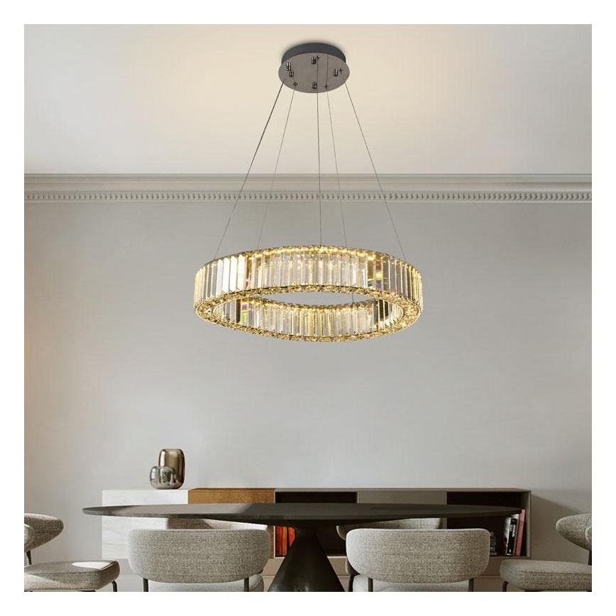 LED Lampadario di cristallo dimmerabile a filo LED/40W/230V 3000-6500K cromo lucido + telecomando