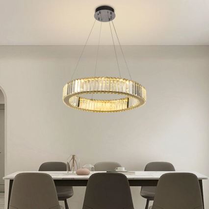 LED Lampadario di cristallo dimmerabile a filo LED/40W/230V 3000-6500K cromo lucido + telecomando