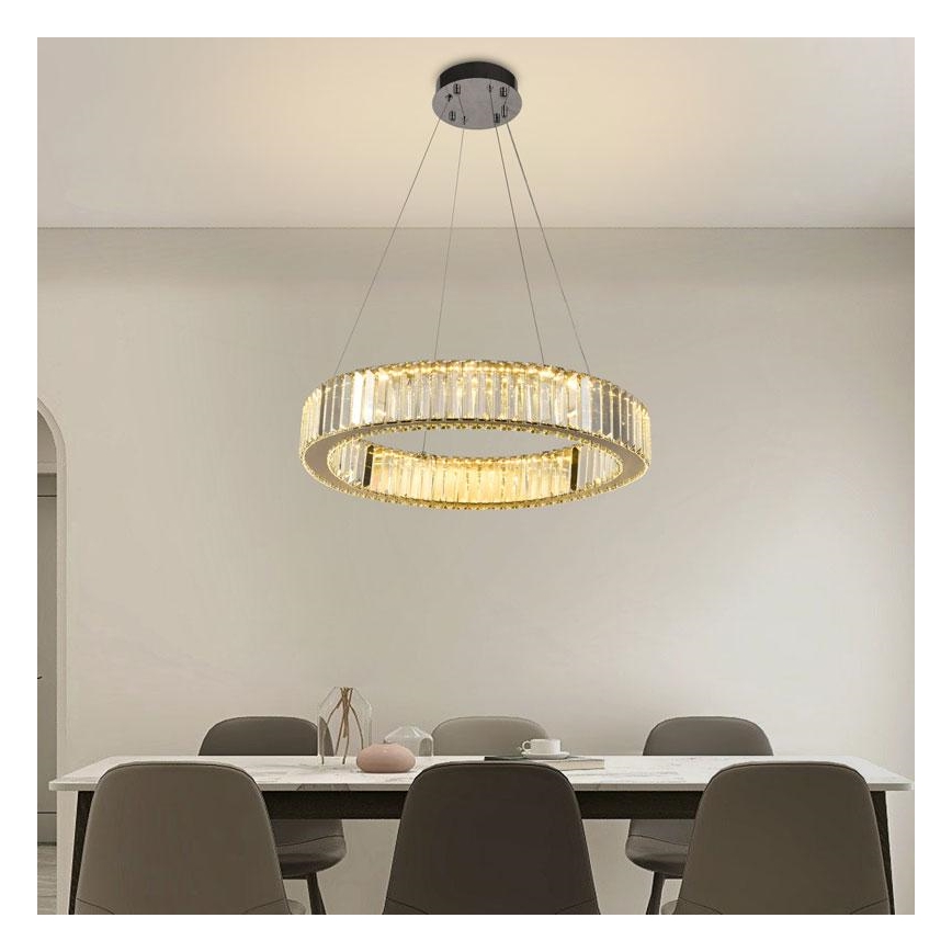 LED Lampadario di cristallo dimmerabile a filo LED/40W/230V 3000-6500K cromo lucido + telecomando