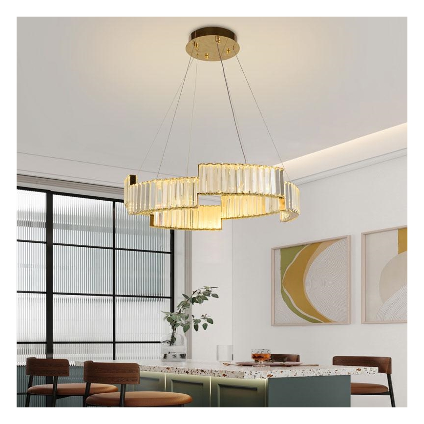 LED Dimmerabile cristallo lampadario su filo LED/40W/230V 3000-6500K oro + telecomando