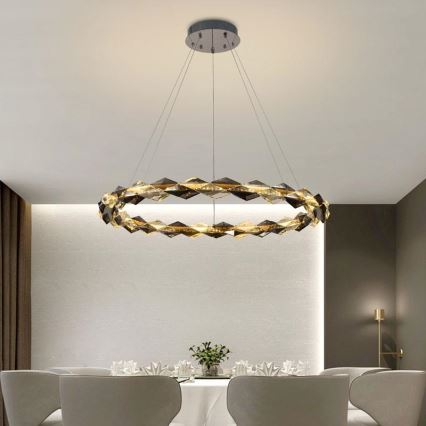 LED Lampadario di cristallo dimmerabile a filo LED/55W/230V 3000-6500K cromo lucido + telecomando