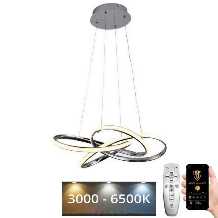 Lampadario a sospensione con filo LED dimmerabile LED/65W/230V 3000-6500K cromo + telecomando