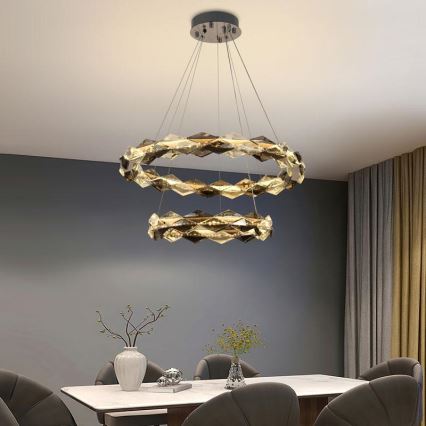 LED Lampadario di cristallo dimmerabile a filo LED/65W/230V 3000-6500K cromo lucido + telecomando