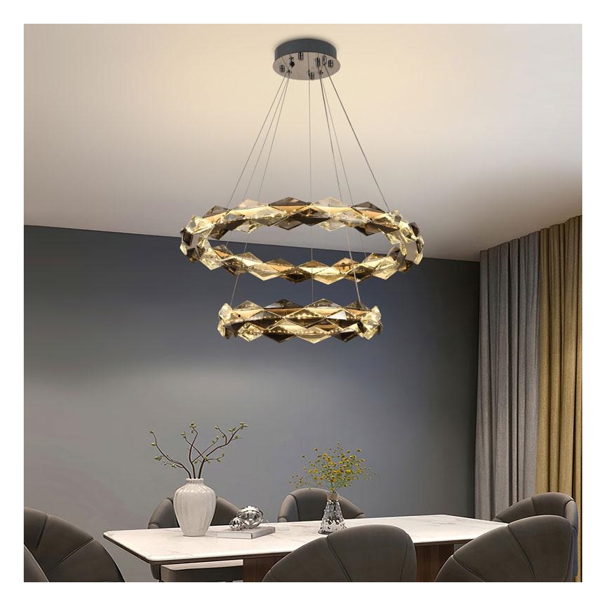 LED Lampadario di cristallo dimmerabile a filo LED/65W/230V 3000-6500K cromo lucido + telecomando