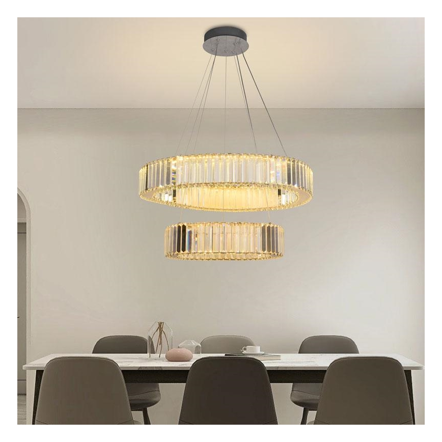 LED Lampadario di cristallo dimmerabile a filo LED/65W/230V 3000-6500K cromo lucido + telecomando