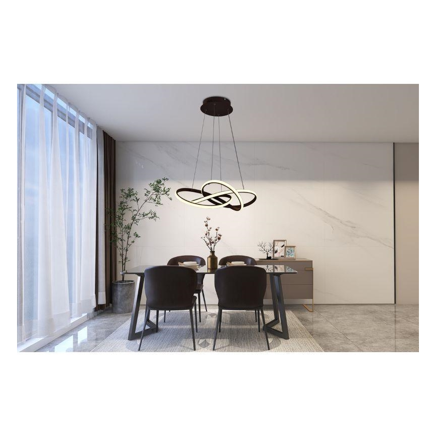 Lampadario a sospensione con filo LED dimmerabile LED/65W/230V 3000-6500K marrone + telecomando