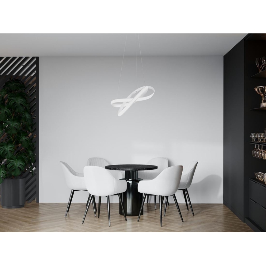 Lampadario a sospensione con filo LED dimmerabile LED/70W/230V 3000-6500K diametro 55 cm bianco + telecomando