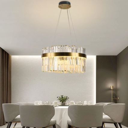 LED Dimmerabile cristallo lampadario su filo LED/70W/230V 3000-6500K oro + telecomando