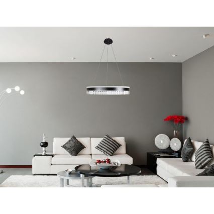 LED Dimmerabile cristallo lampadario su filo LED/80W/230V 3000-6500K nero + telecomando