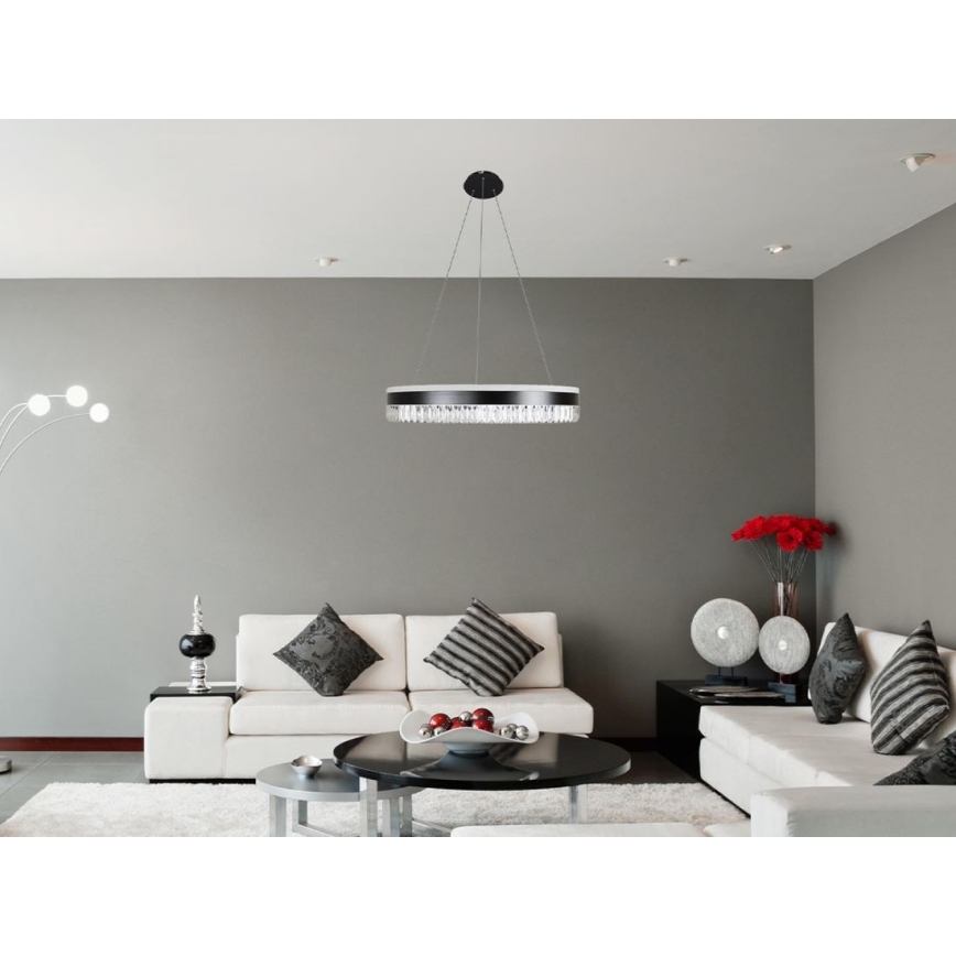 LED Dimmerabile cristallo lampadario su filo LED/80W/230V 3000-6500K nero + telecomando