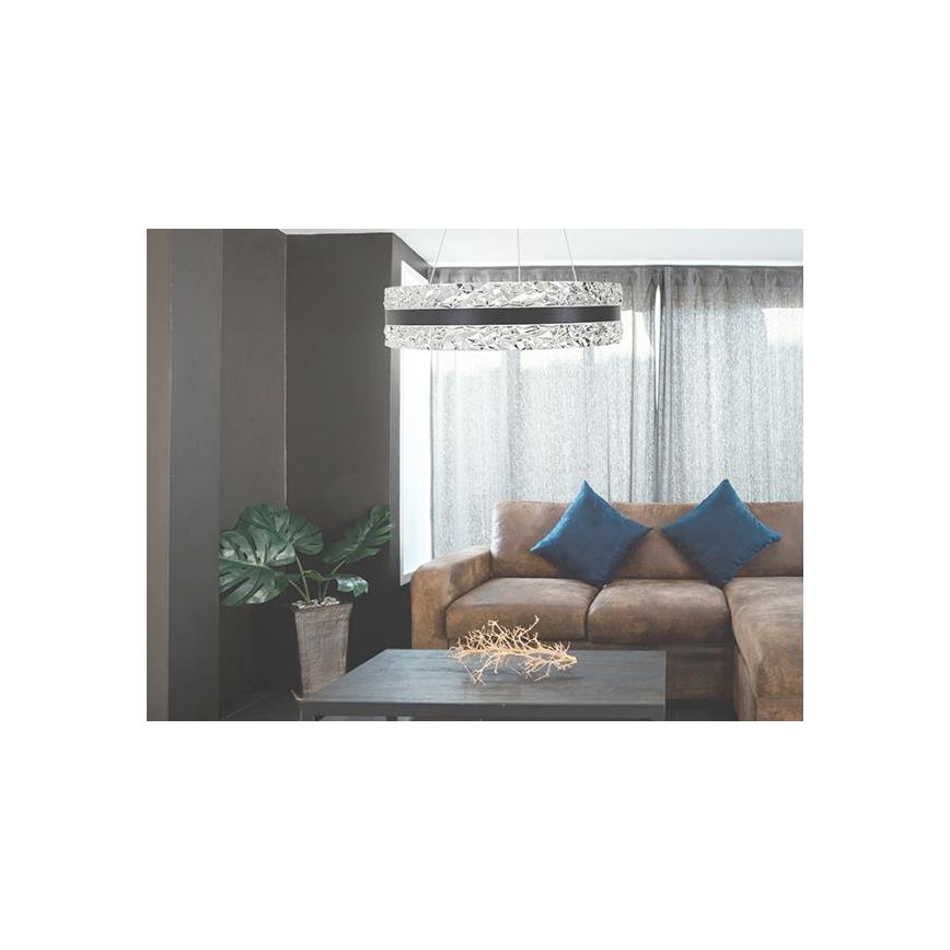 LED Dimmerabile cristallo lampadario su filo LED/80W/230V 3000-6500K nero + telecomando