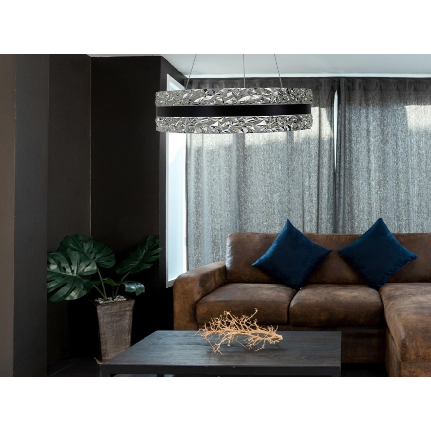 LED Dimmerabile cristallo lampadario su filo LED/80W/230V 3000-6500K nero + telecomando