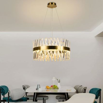 LED Dimmerabile cristallo lampadario su filo LED/80W/230V 3000-6500K oro + telecomando