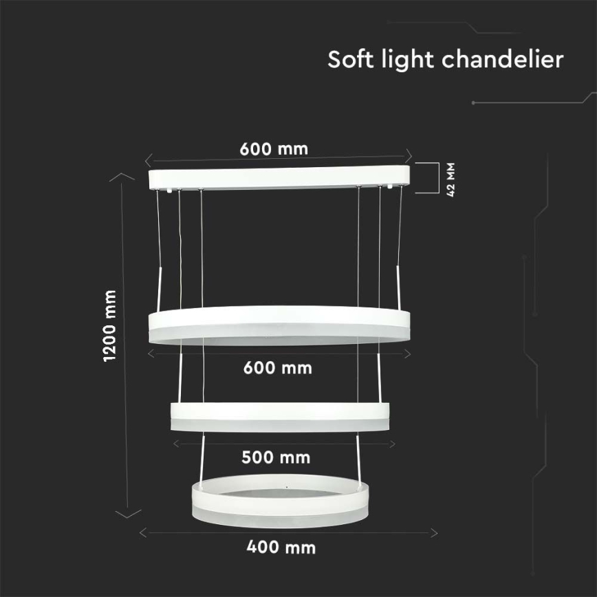 Lampadario a sospensione con filo LED dimmerabile LED/86W/230V 3000K bianco