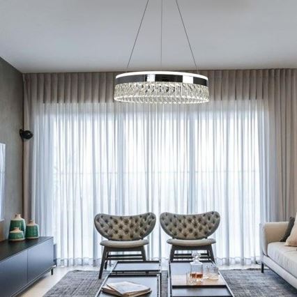 LED Lampadario di cristallo dimmerabile a filo LED/90W/230V 3000-6500K cromo lucido + telecomando