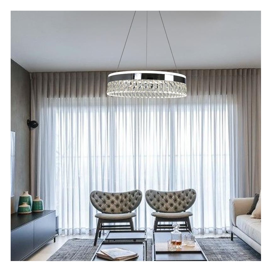 LED Lampadario di cristallo dimmerabile a filo LED/90W/230V 3000-6500K cromo lucido + telecomando