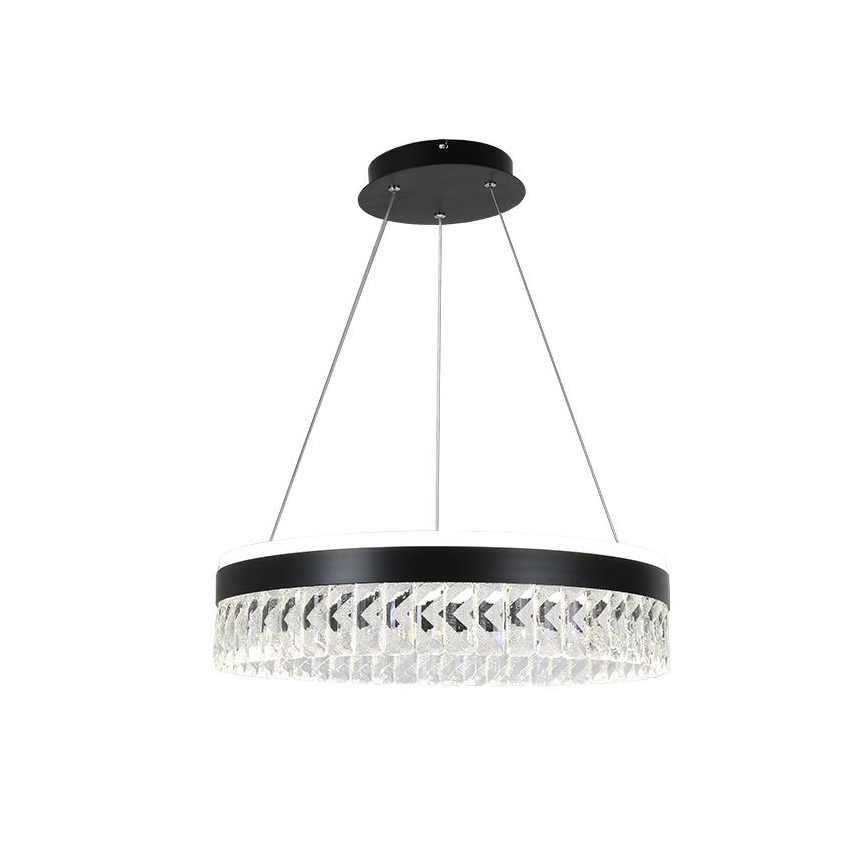 LED Dimmerabile cristallo lampadario su filo LED/90W/230V 3000-6500K nero + telecomando