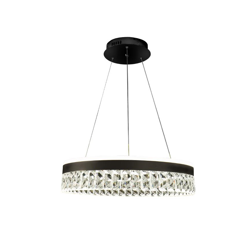 LED Dimmerabile cristallo lampadario su filo LED/90W/230V 3000-6500K nero + telecomando