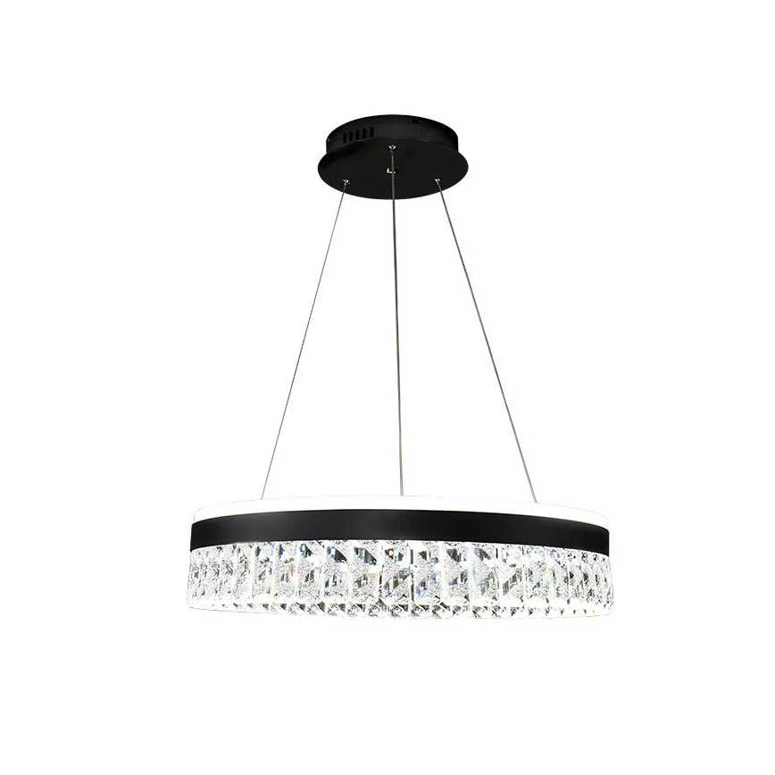 LED Dimmerabile cristallo lampadario su filo LED/90W/230V 3000-6500K nero + telecomando