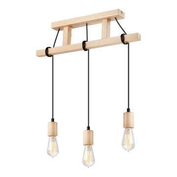 Lampadario a sospensione con filo LEON 3xE27/60W/230V - FSC certificato