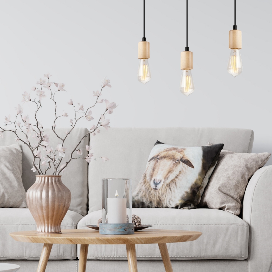 Lampadario a sospensione con filo LEON 3xE27/60W/230V - FSC certificato