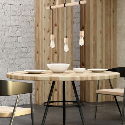 Lampadario a sospensione con filo LEON 3xE27/60W/230V - FSC certificato