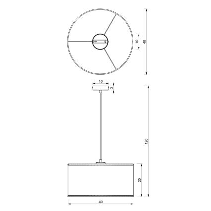Lampadario a sospensione con filo LOFT SHADE 1xE27/60W/230V diametro 40 cm bianco/oro