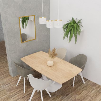 Lampadario a sospensione con filo LOFT SHADE 3xE27/60W/230V bianco/oro
