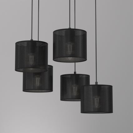Lampadario a sospensione con filo LOFT SHADE 5xE27/60W/230V nero