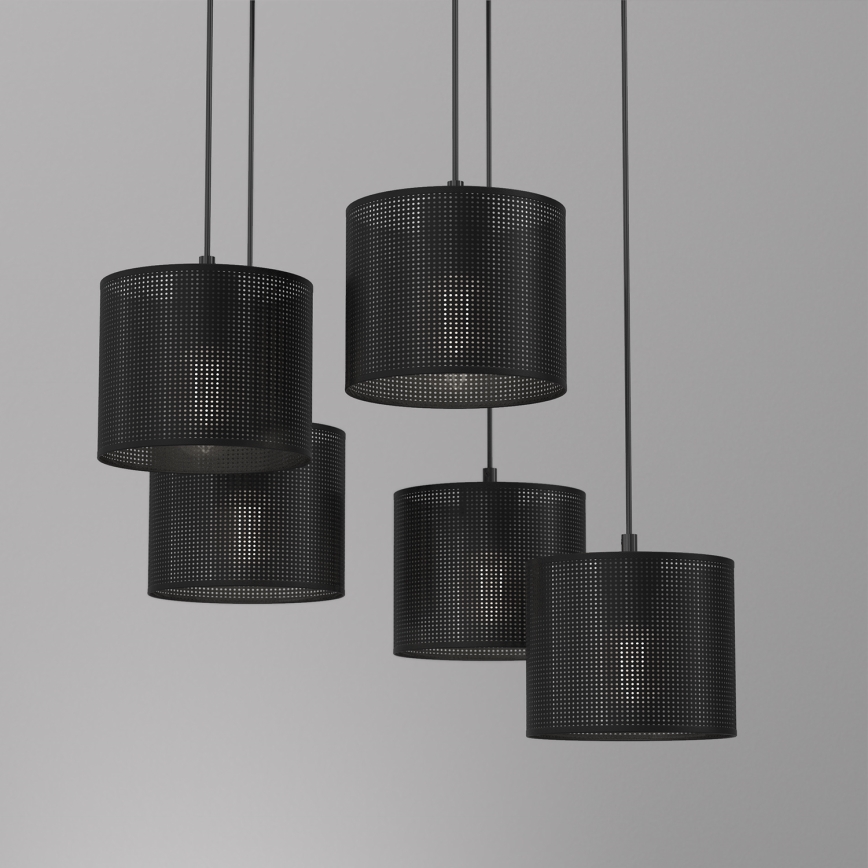 Lampadario a sospensione con filo LOFT SHADE 5xE27/60W/230V nero