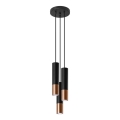 Lampadario a sospensione con filo LOOPEZ 3xGU10/10W/230V arrotondato nero/rame
