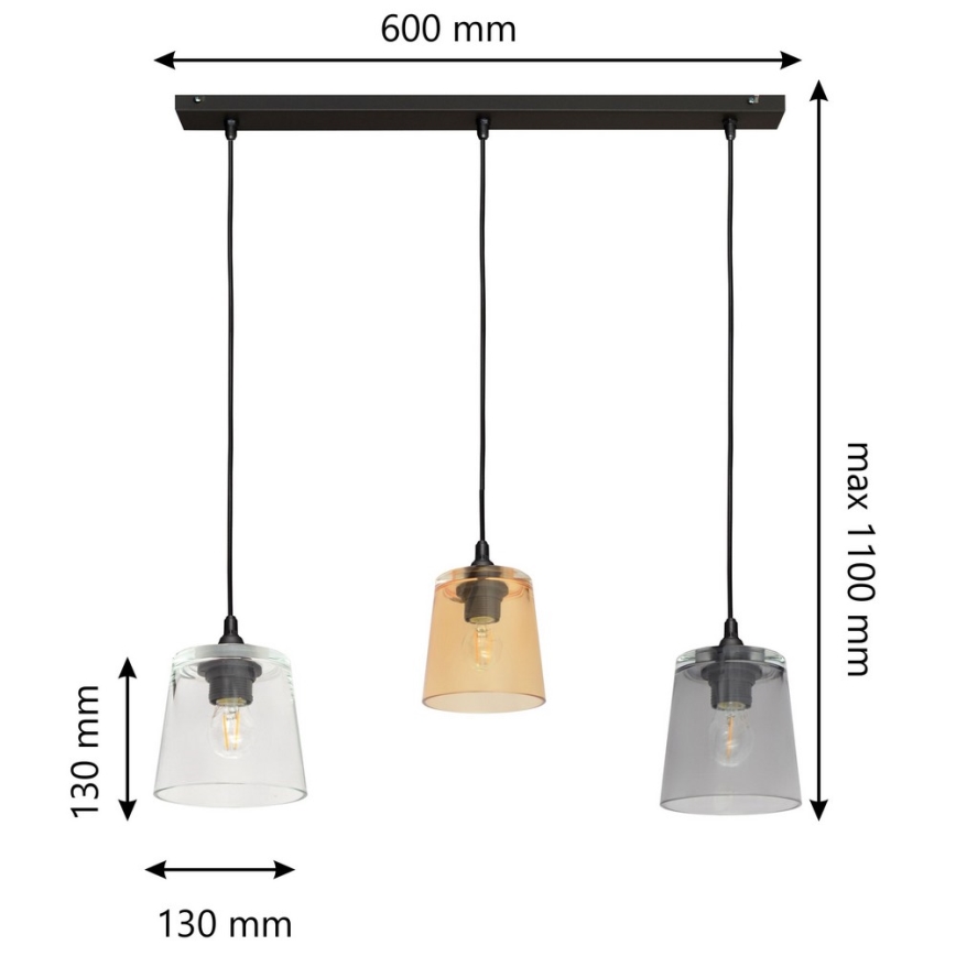 Lampadario a sospensione con filo LUCEA 3xE27/15W/230V