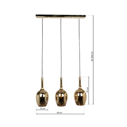 Lampadario a sospensione con filo LUGANO 3xE14/40W/230V oro