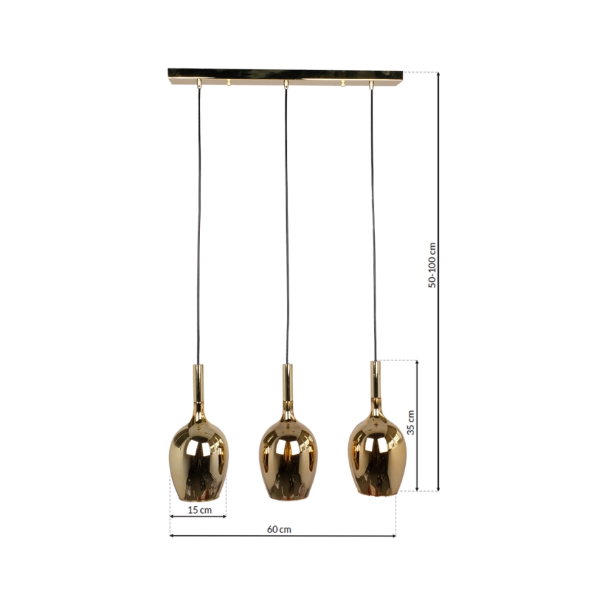 Lampadario a sospensione con filo LUGANO 3xE14/40W/230V oro
