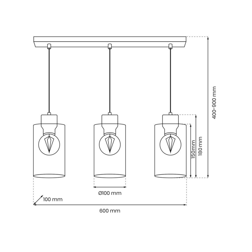 Lampadario a sospensione con filo MADERA 3xE27/60W/230V bianco/legno