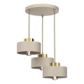 Lampadario a sospensione con filo MARTI 3xE27/15W/230V beige/oro