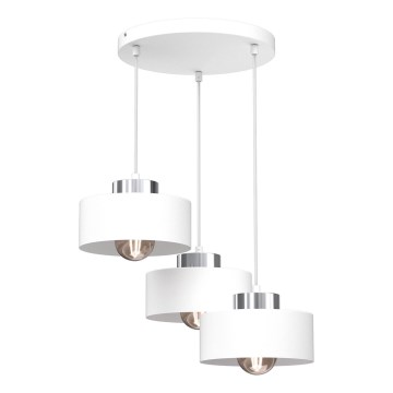 Lampadario a sospensione con filo MARTI 3xE27/15W/230V bianco/cromo lucido