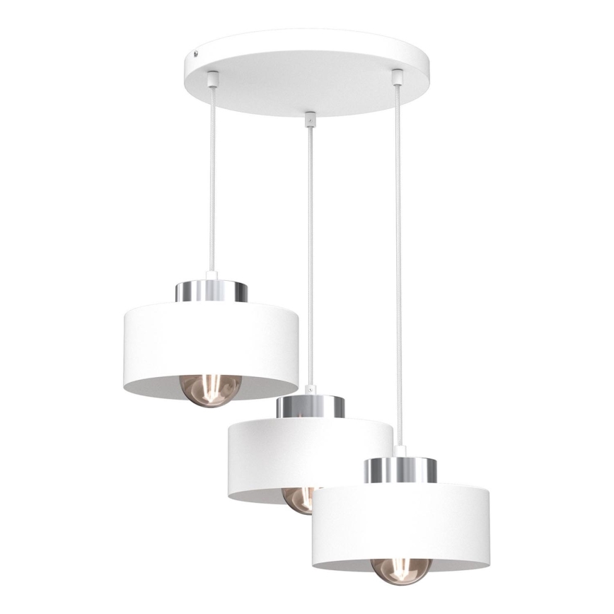 Lampadario a sospensione con filo MARTI 3xE27/15W/230V bianco/cromo lucido