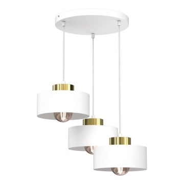 Lampadario a sospensione con filo MARTI 3xE27/15W/230V bianco/oro