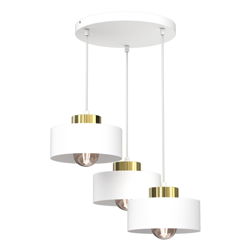 Lampadario a sospensione con filo MARTI 3xE27/15W/230V bianco/oro